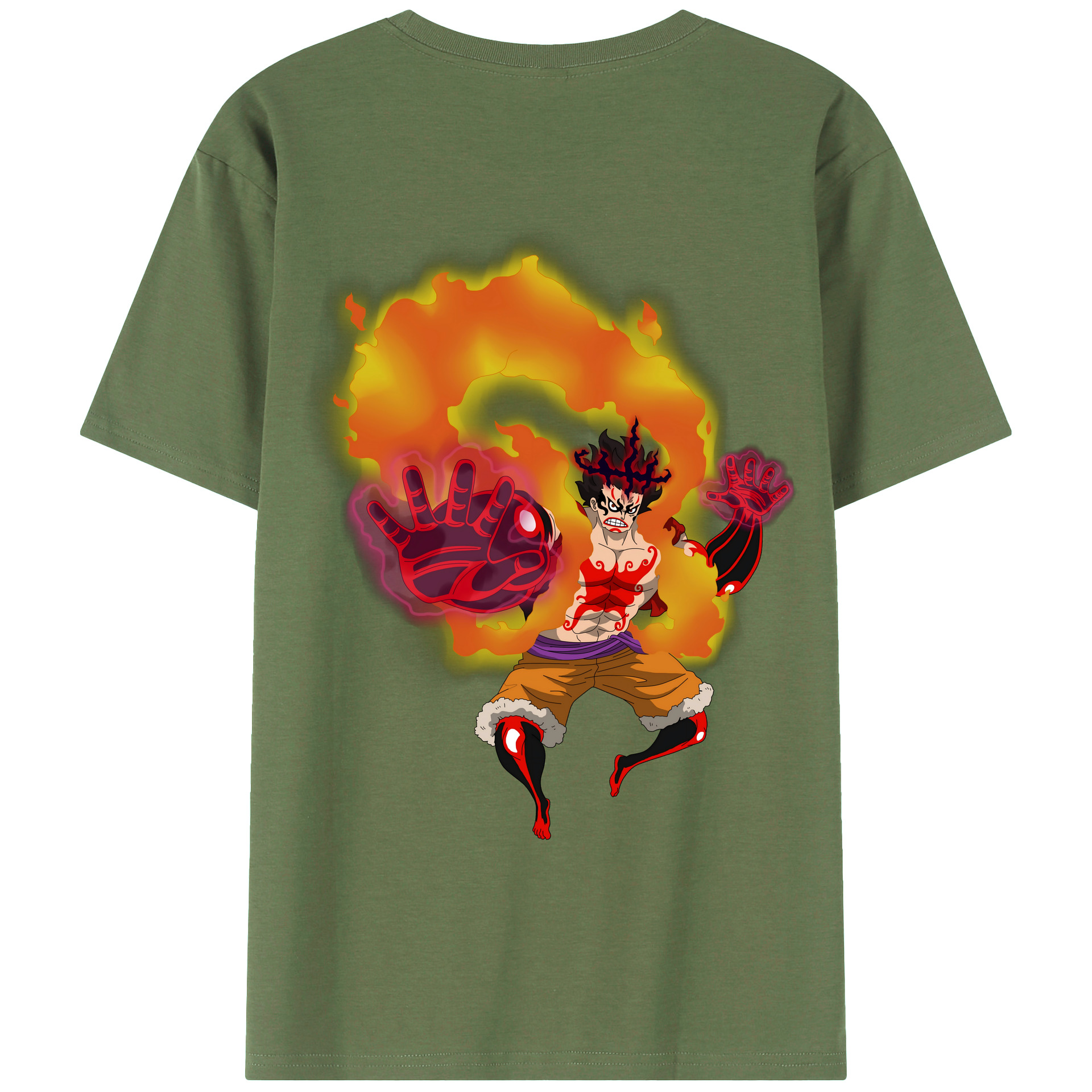ワンピース モンキー・D・ルフィ ONE PIECE Monkey D. Luffy 綿100％ メンズ半袖Tシャツ（バックプリント） 通気性